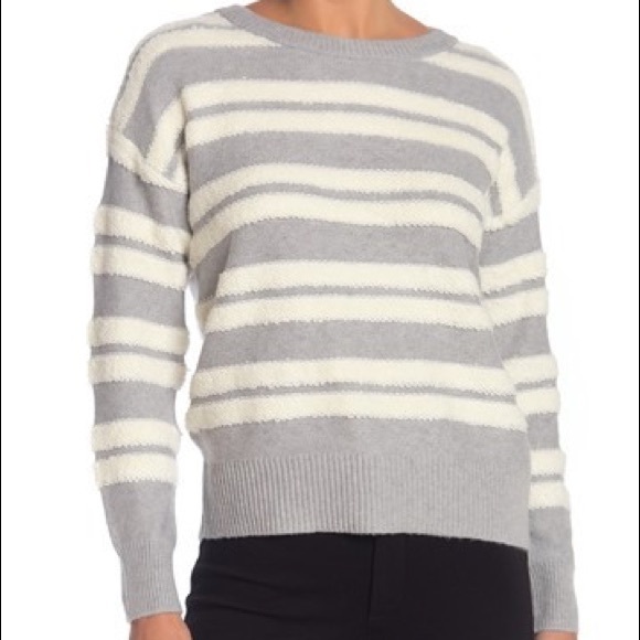 Vince Camuto Grey Stripe Crewneck Sweater - Picture 5 of 5